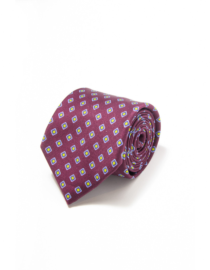 Patrick Hellmann Collection Purple Tie With Yellow Squad 100% Silk image